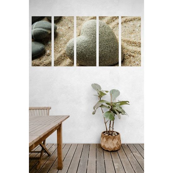 5-dielny obraz Zen kameň ako znak lásky