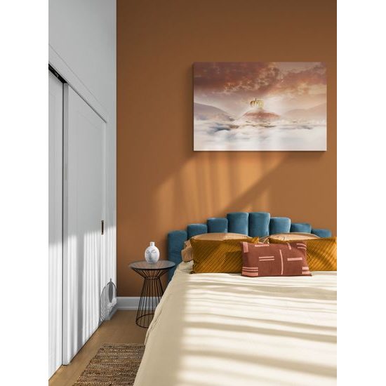 Obraz dom z tekvice na vrchole hory