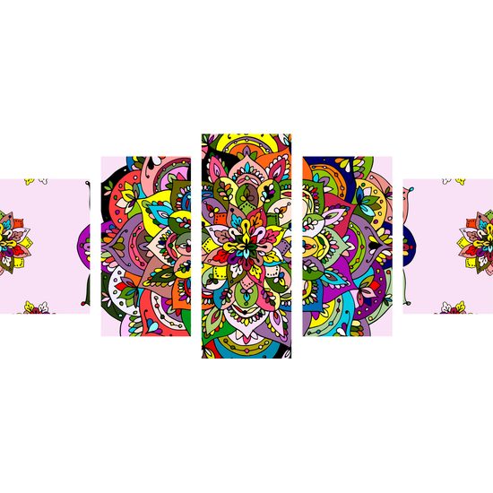 5-dielny obraz kvetinová Mandala
