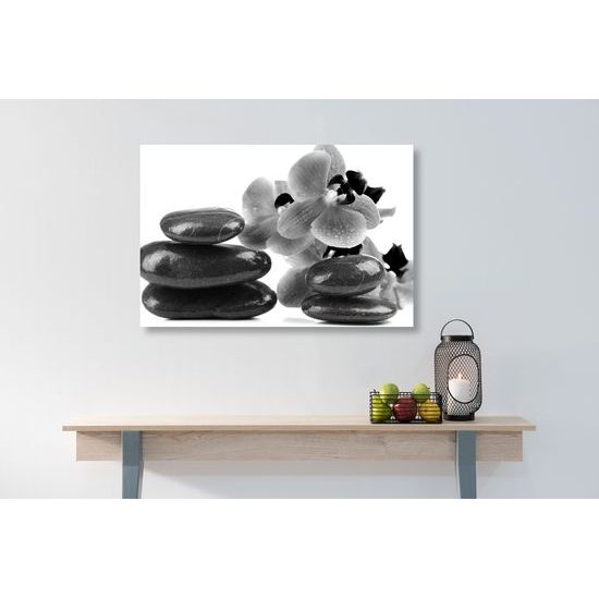 Obraz relaxačne SPA zátišie v čiernobielom prevedení
