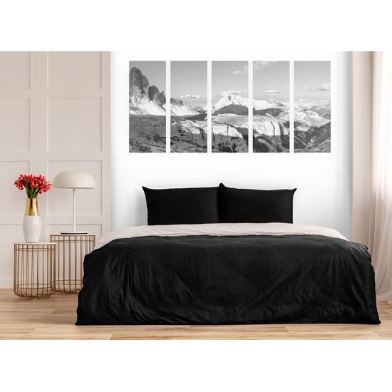 5-dielny obraz čarovný výhľad v čiernobielom prevedení