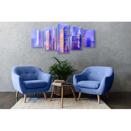 5-dielny obraz rušné veľkomesto