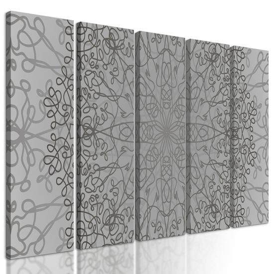 5-dielny obraz sivá umelecká abstrakcia