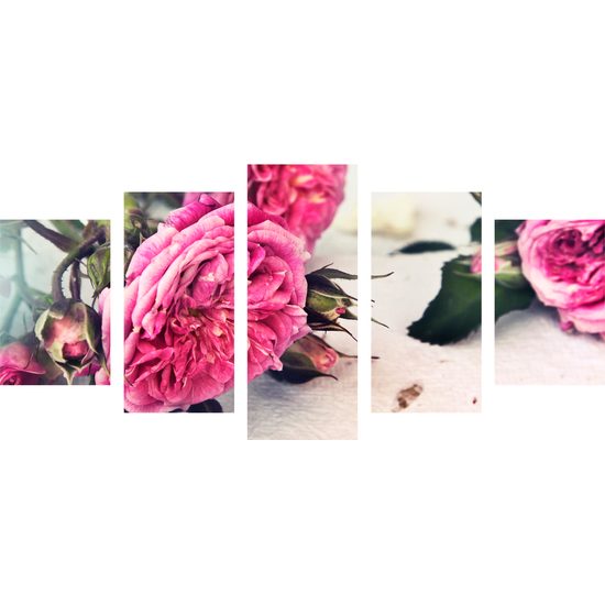 5-dielny obraz jemnosť ruží