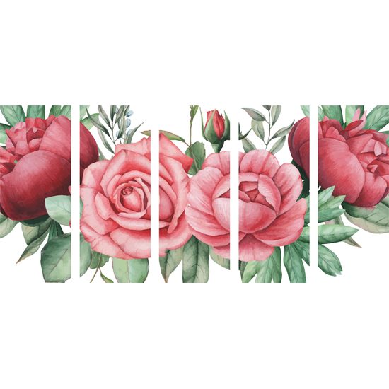 5-dielny obraz nežné splynutie ruží a listov