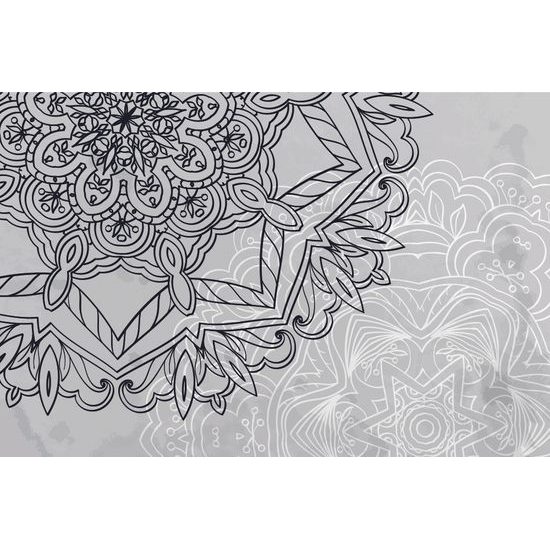 Tapeta ľadová Mandala v čiernobielom prevedení