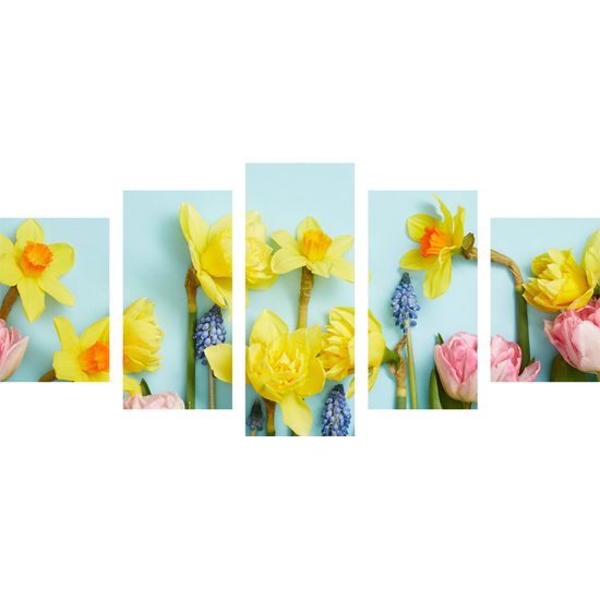 5-dielny obraz krásne jarné kvety
