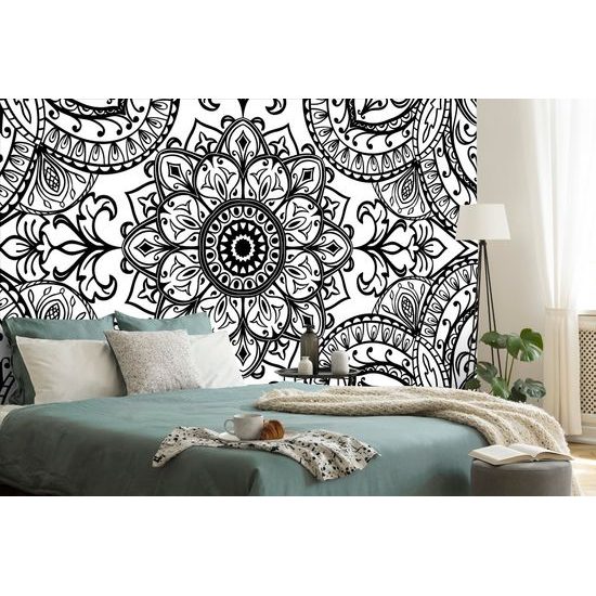Samolepiaca tapeta čiernobiela Mandala