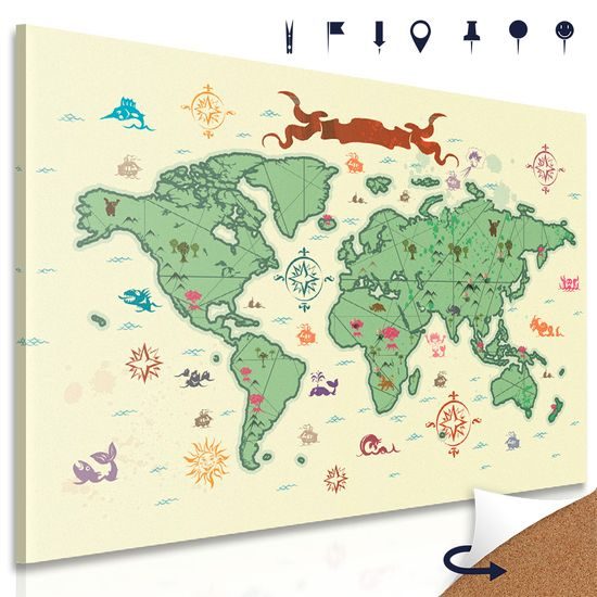 Obraz na korku rozprávková mapa sveta