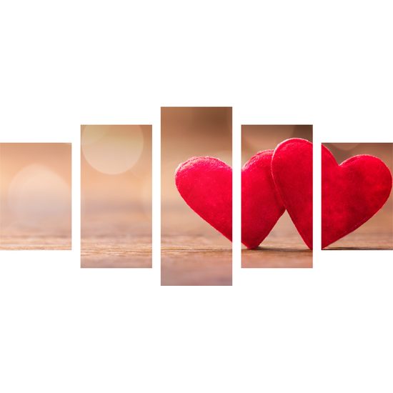 5-dielny obraz symboly lásky na zaujímavej textúre