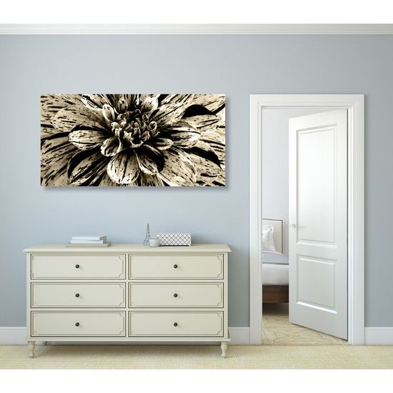 Obraz ohromná dália v sépiovom prevedení