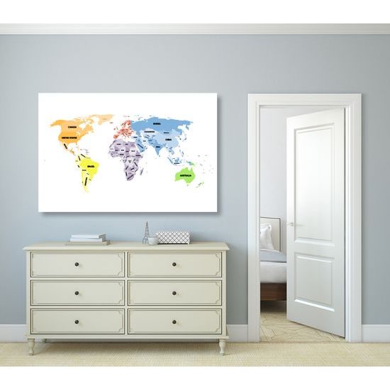 Obraz na korku mapa sveta s pútavými nápismi