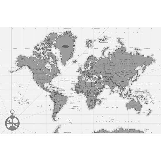 Obraz mapa v čiernobielom prevedení