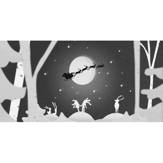 Obraz soby na oblohe v čiernobielom prevedení