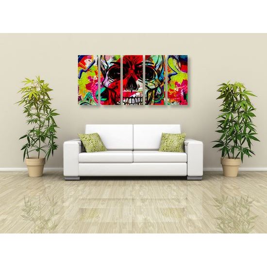 5-dielny obraz abstraktná lebka