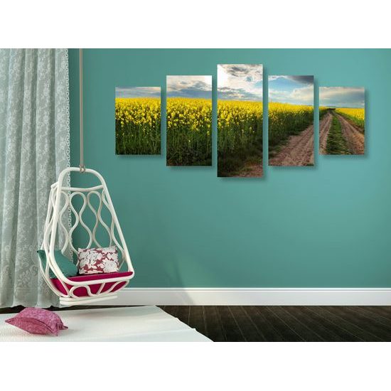 5-dielny obraz nádherná cestička v strede poľa