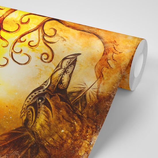 Samolepiaca tapeta havrany s bájnym stromom života