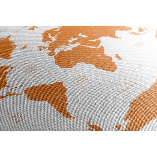 Obraz podrobná mapa sveta v oranžovej farbe