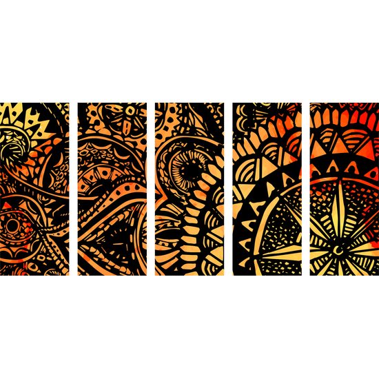 5-dielny obraz nádherne oranžová Mandala