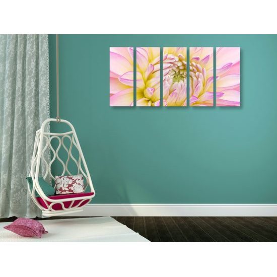 5-dielny obraz perfektný detail na kvet dálie