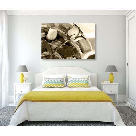 Obraz ruža v sépiovom prevedení