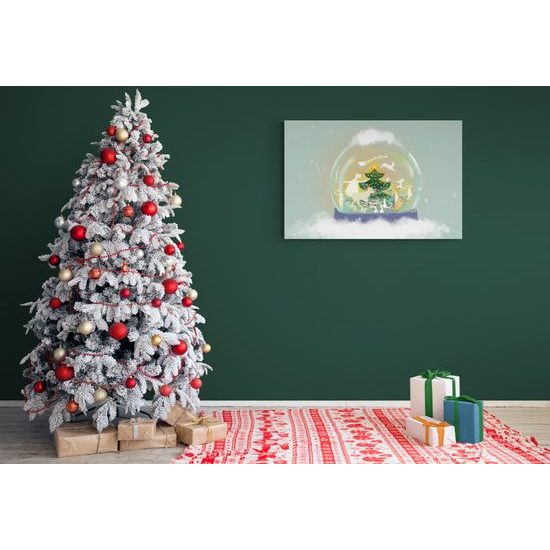 Obraz vianočný stromček so zvieratkami v snežítku