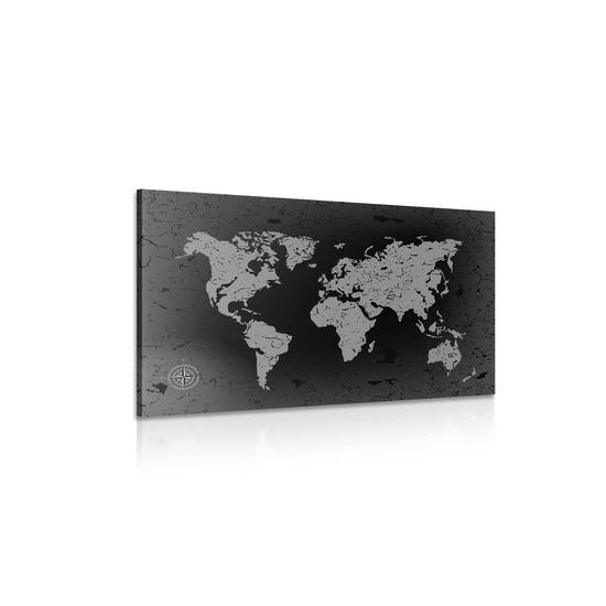 Obraz vintage mapa v čiernobielom prevedení