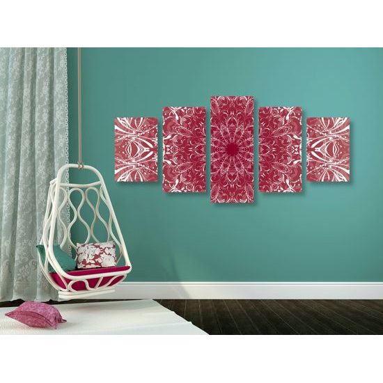 5-dielny obraz Mandala v ružovom prevedení