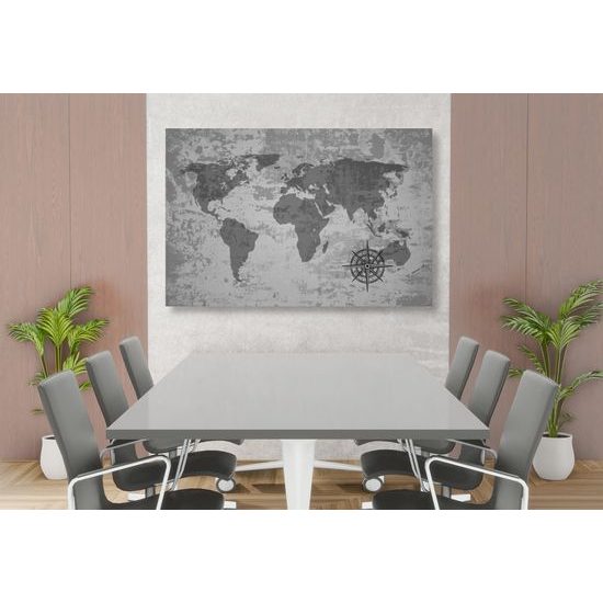 Obraz historická mapa v čiernobielom prevedení