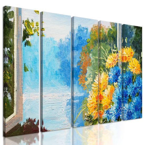 5-dielny obraz vintage kytica