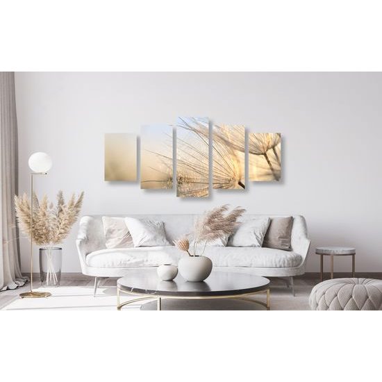 5-dielny obraz dychberúci detail púpavy