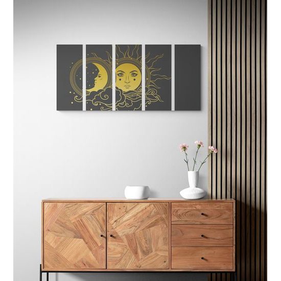 5-dielny obraz symboly slnka a mesiaca