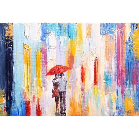 Samolepiaca tapeta zamilovaný pár v daždi