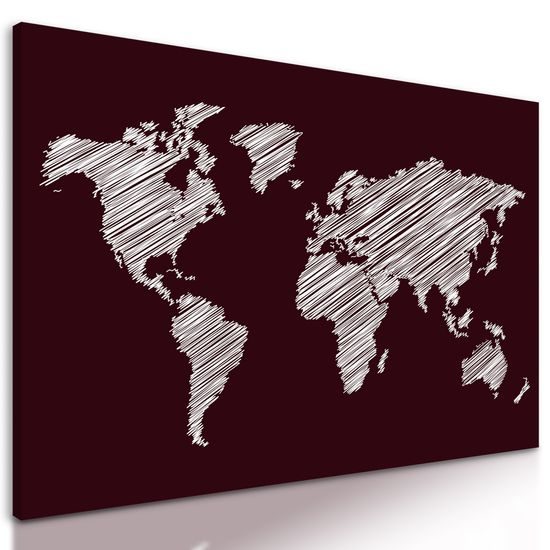 Obraz zaujímavá mapa na bordovóm pozadí