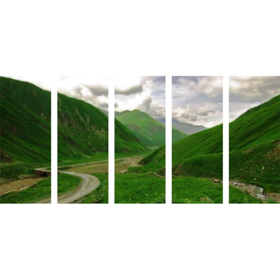 5-dielny obraz zeleňou posiate hory