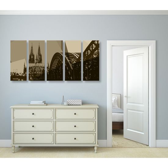 5-dielny obraz Kolínsky most v sépivom prevedení