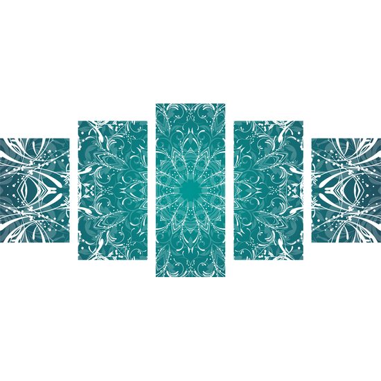 5-dielny obraz Mandala v modro-zelenom prevedení