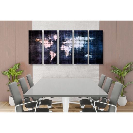 5-dielny obraz futuristická mapa sveta