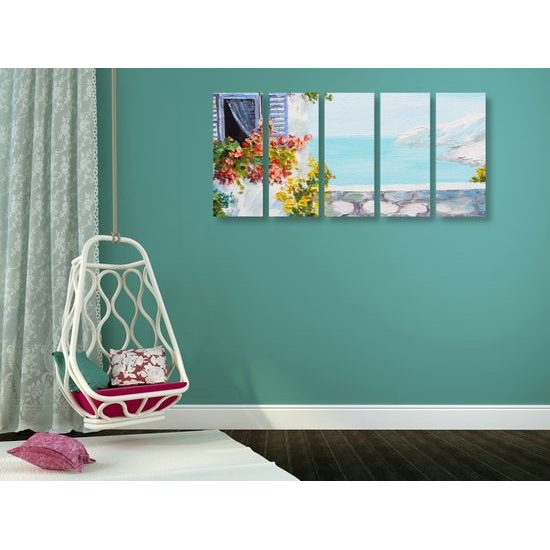 5-dielny obraz maľované Santoríni