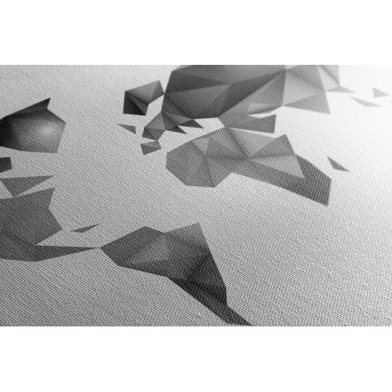 Obraz moderná mapa sveta tvorená origami v čiernobielom prevedení