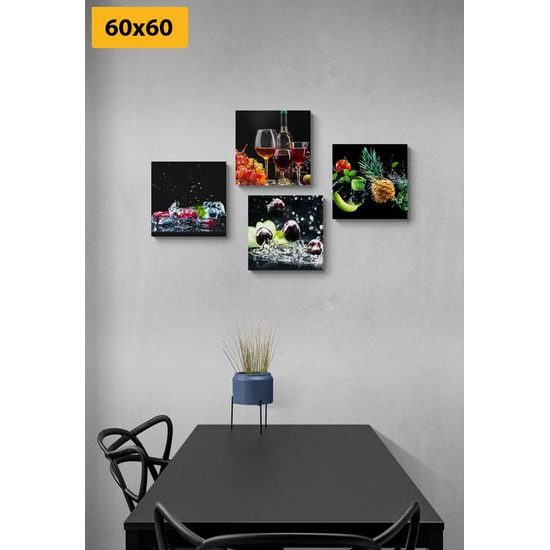 Set obrazov chutné ovocie na čiernom pozadí