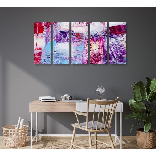5-dielny obraz fialové abstraktné umenie