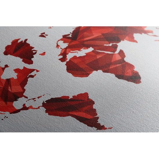 Obraz mapa sveta tovrená polygonmi v červenom prevedení