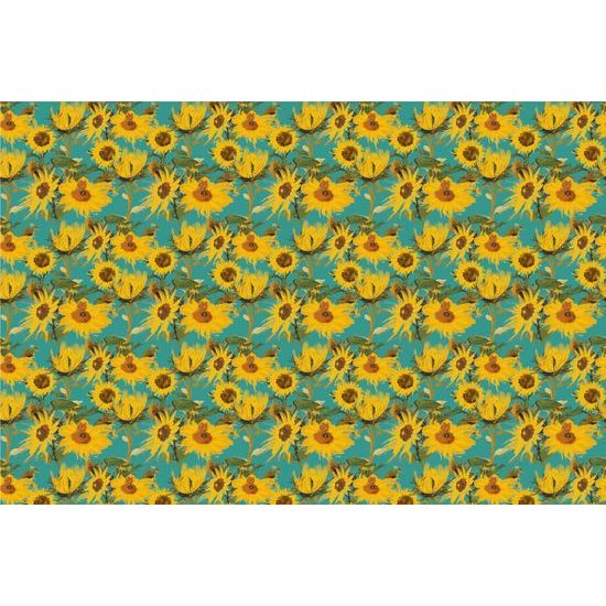 Samolepiaca tapeta rozkvitnuté slnečnice na modrom pozadí