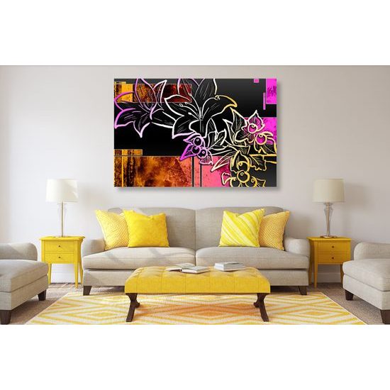 Obraz neónová abstraktná kvetina