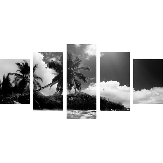 5-dielny obraz nádherné Seychely v čiernobielom prevedení