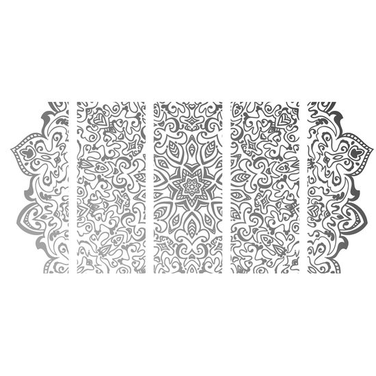 5-dielny obraz nádherná čiernobiela Mandala