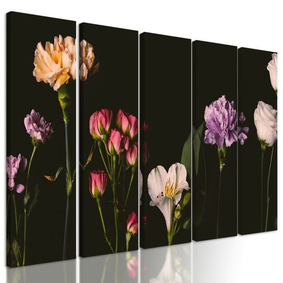 5-dielny obraz nádherné kvety