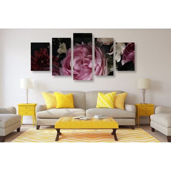 5-dielny obraz nádherná slavnostná kytica