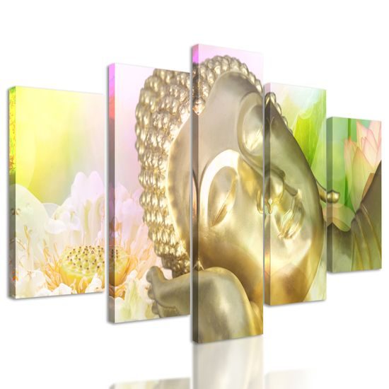 5-dielny obraz oddychujúci Budha